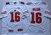 Wisconsin Badgers 16 Russell Wilson White Nike College Football Jersey